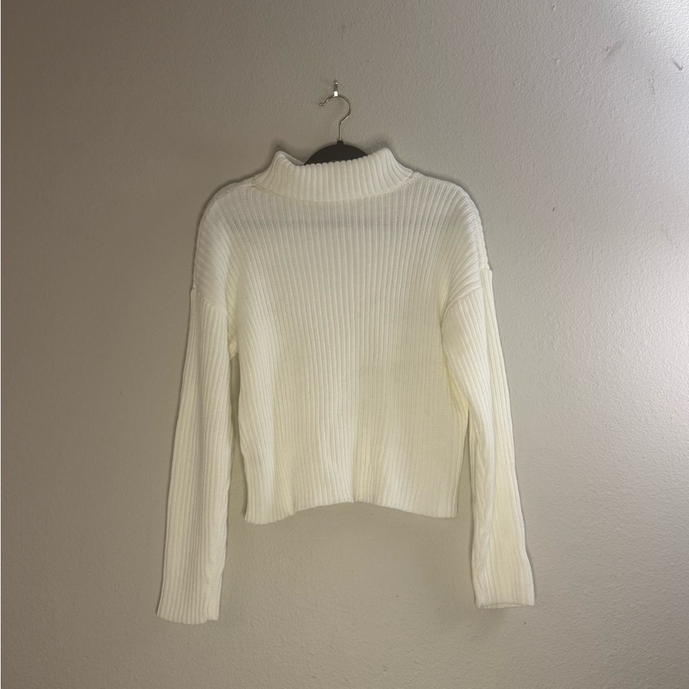 SHEIN Off-White Ribbed Turtleneck Sweater